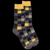 Homme Doré Doré Chaussettes^Chaussettes homme échiquier en coton - Gris oxford & Moutarde