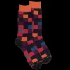 Homme Doré Doré Chaussettes^Chaussettes homme échiquier en coton - Gris anthracite & Orange souci
