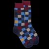 Homme Doré Doré Chaussettes^Chaussettes homme échiquier en coton - Bleu & violet amarante