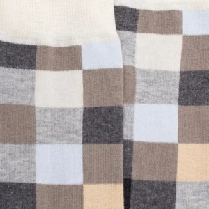 Homme Doré Doré Chaussettes^Chaussettes homme échiquier en coton - Gris & Écru