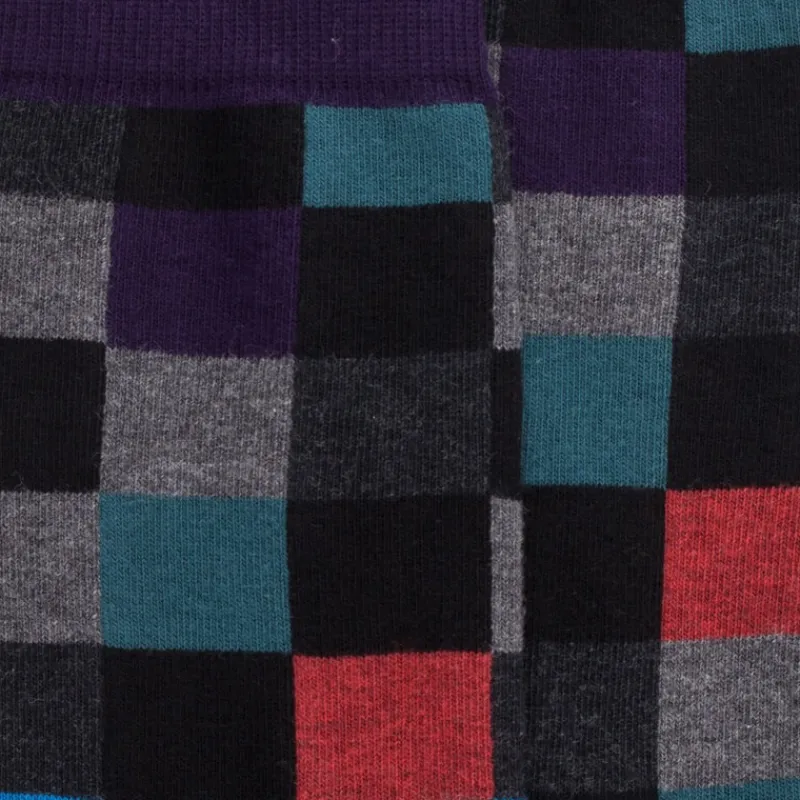 chaussettes_homme_chiquie_1-19.webp Homme Doré Doré Chaussettes^Chaussettes homme échiquier en coton - Noir & Violet