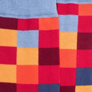 Homme Doré Doré Chaussettes^Chaussettes homme échiquier en coton - Rouget & Bleu Macadam