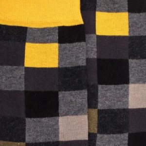 Homme Doré Doré Chaussettes^Chaussettes homme échiquier en coton - Gris oxford & Moutarde