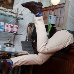 Homme Doré Doré Chaussettes^Chaussettes homme échiquier en coton - Bleu & violet amarante