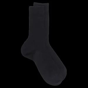Homme Doré Doré Chaussettes^Chaussettes Homme côtelées en pur fil d'Ecosse - Bleu marine foncé