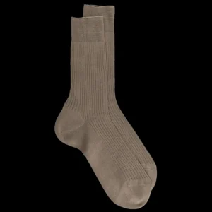 Homme Doré Doré Chaussettes^Chaussettes Homme côtelées en pur fil d'Ecosse - Terre