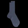 Homme Doré Doré Chaussettes^Chaussettes Homme côtelées en pur fil d'Ecosse - Bleu jean