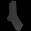 Homme Doré Doré Chaussettes^Chaussettes Homme côtelées en pur fil d'Ecosse - Gris foncé