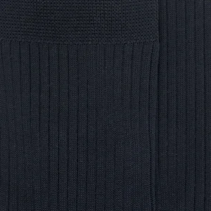 Homme Doré Doré Chaussettes^Chaussettes Homme côtelées en pur fil d'Ecosse - Bleu marine foncé
