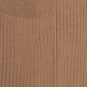 Homme Doré Doré Chaussettes^Chaussettes Homme côtelées en pur fil d'Ecosse - Beige faon