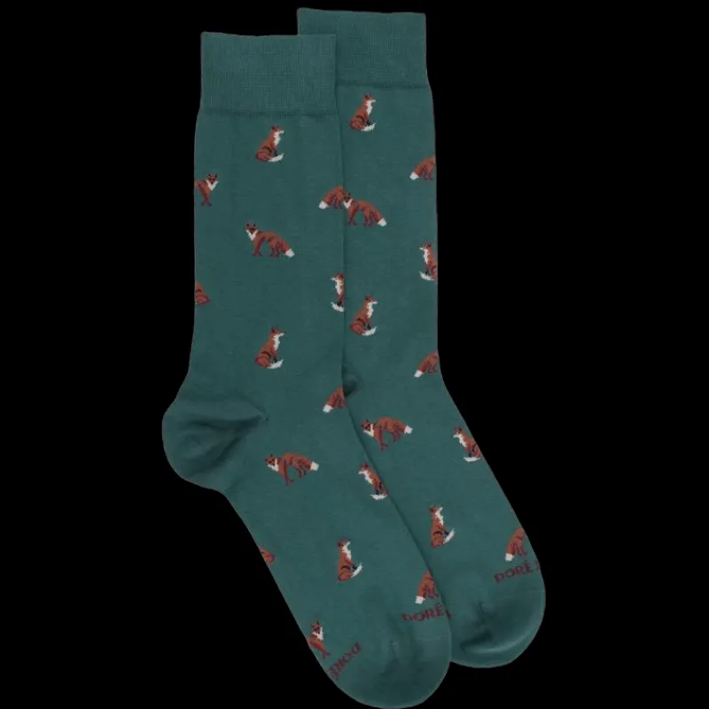 chaussettes_homme_en_coto_0-17.webp Homme Doré Doré Chaussettes^Chaussettes homme en coton à motif renard - Vert Saule