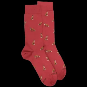 Homme Doré Doré Chaussettes^Chaussettes homme en coton à motif renard -