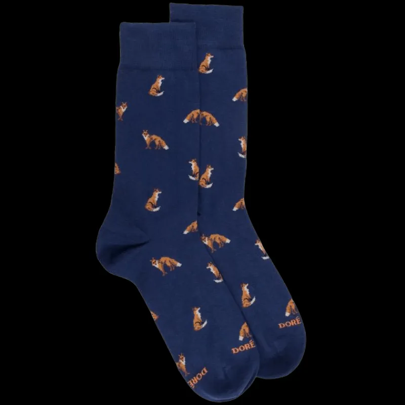 chaussettes_homme_en_coto_0-19.webp Homme Doré Doré Chaussettes^Chaussettes homme en coton à motif renard - Bleu Voilier