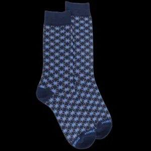 Homme Doré Doré Chaussettes^Chaussettes homme en coton à motif géométrique - Bleu Voilier