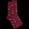 Homme Doré Doré Chaussettes^Chaussettes homme en coton avec motif d'écureuil et de champignons - Rouge amarante