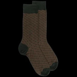 Homme Doré Doré Chaussettes^Chaussettes homme en coton à motif géométrique - Vert thym