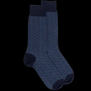 Homme Doré Doré Chaussettes^Chaussettes homme en coton à motif géométrique - Bleu Matelot