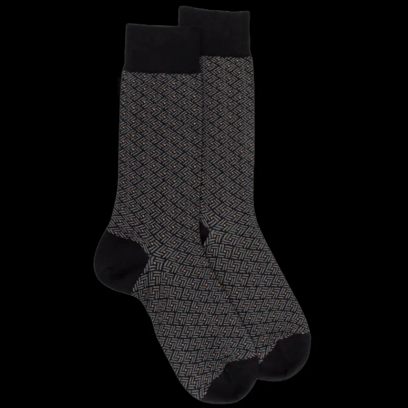 chaussettes_homme_en_coto_0-40.webp Homme Doré Doré Chaussettes^Chaussettes homme en coton à motif géométrique -