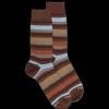 Homme Doré Doré Chaussettes^Chaussettes homme en coton avec motif rayure - Cacao & chocolat