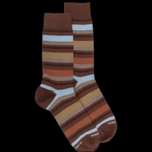 Homme Doré Doré Chaussettes^Chaussettes homme en coton avec motif rayure - Cacao & chocolat