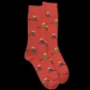 Homme Doré Doré Chaussettes^Chaussettes homme en coton motif hibou - Orange cognac & vert campagne