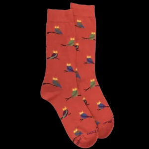 Homme Doré Doré Chaussettes^Chaussettes homme en coton motif hibou - Orange cognac & vert campagne