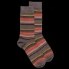 Homme Doré Doré Chaussettes^Chaussettes homme en coton à rayures fines multicolores - Brun loutre & Vert lichen