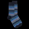Homme Doré Doré Chaussettes^Chaussettes homme en coton à rayures fines multicolores - Bleu marine & Bleu jean foncé