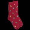 Homme Doré Doré Chaussettes^Chaussettes homme en coton motif hibou - Rouge amarante & Vert Campagne