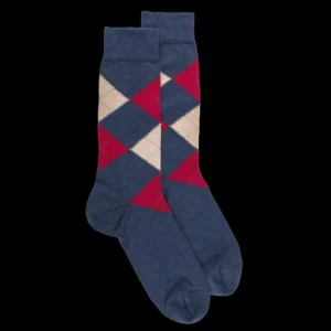 Homme Doré Doré Chaussettes^Chaussettes homme en coton à motifs intarsia - Bleu Facteur