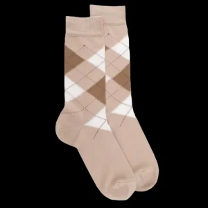Homme Doré Doré Chaussettes^Chaussettes homme en coton à motifs intarsia - Beige Grège