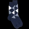 Homme Doré Doré Chaussettes^Chaussettes homme en coton à motifs intarsia - Bleu Matelot