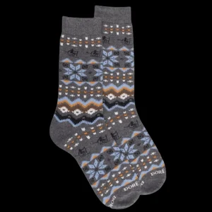 Homme Doré Doré Chaussettes^Chaussettes homme en coton à motif de Noël - Gris oxford