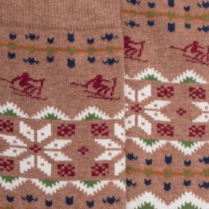 Homme Doré Doré Chaussettes^Chaussettes homme en coton à motif de Noël - Marron Caille