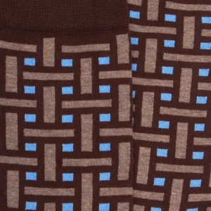 Homme Doré Doré Chaussettes^Chaussettes homme en coton à motif géométrique - Marron Chocolat