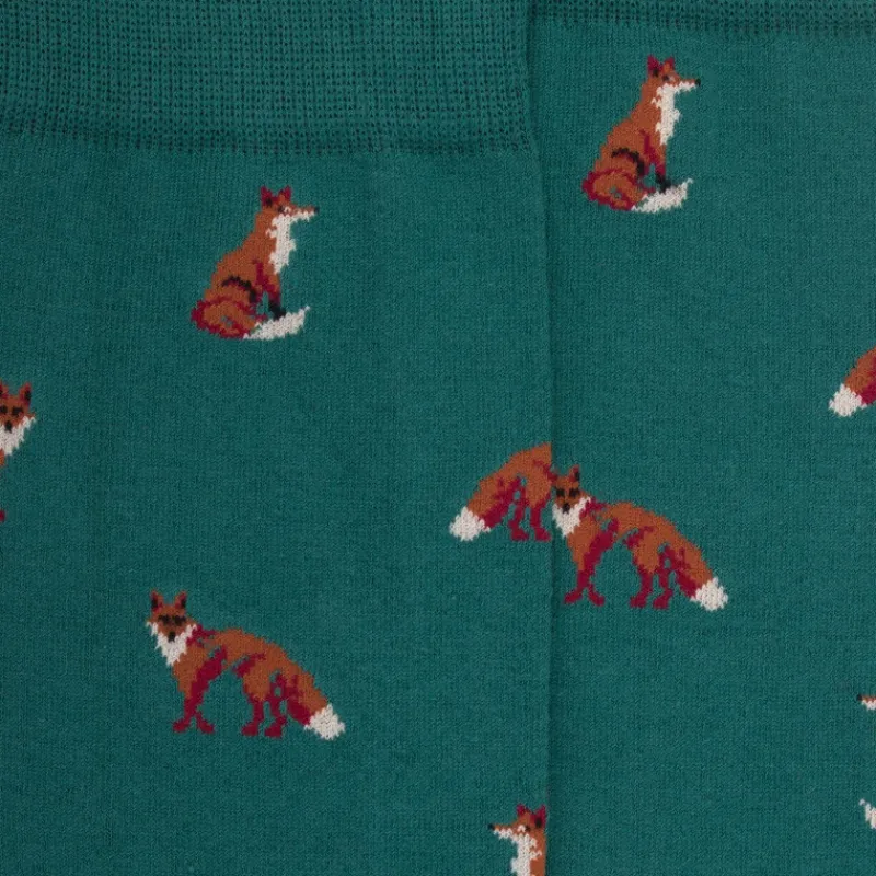 chaussettes_homme_en_coto_1-17.webp Homme Doré Doré Chaussettes^Chaussettes homme en coton à motif renard - Vert Saule