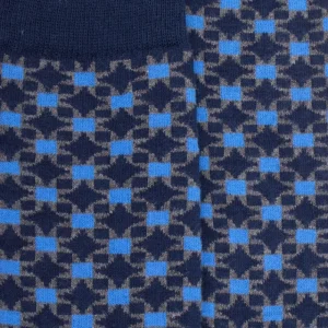 Homme Doré Doré Chaussettes^Chaussettes homme en coton à motif géométrique - Bleu Voilier
