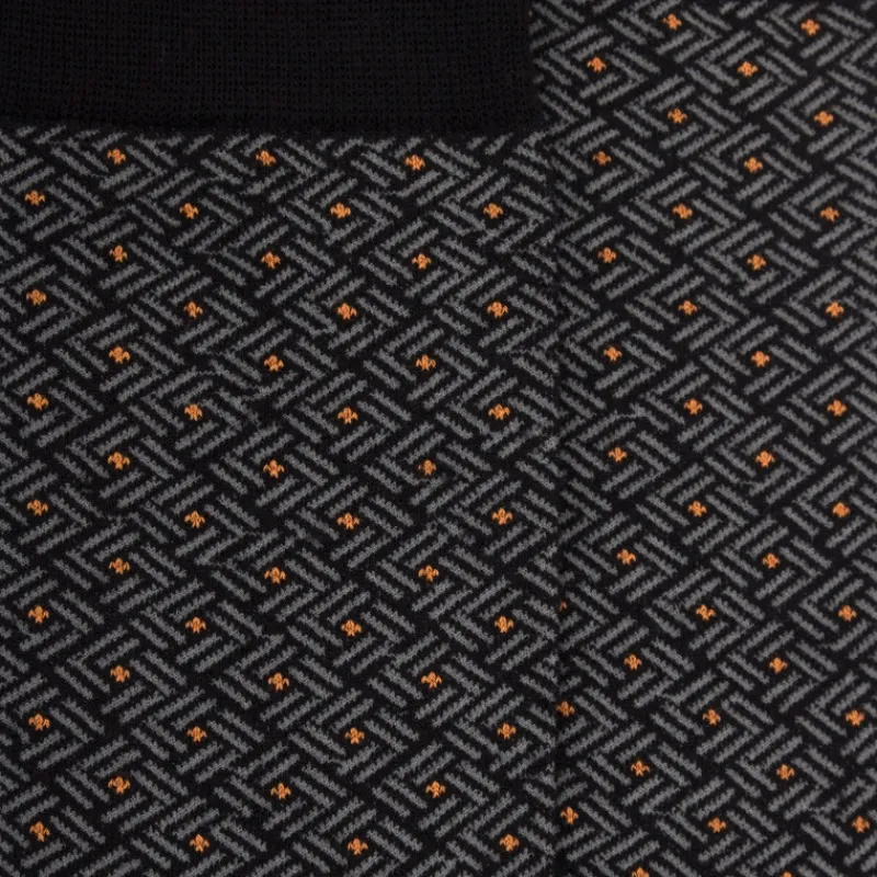 chaussettes_homme_en_coto_1-40.webp Homme Doré Doré Chaussettes^Chaussettes homme en coton à motif géométrique -