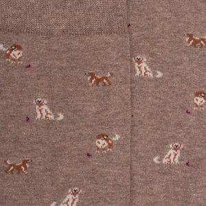 Homme Doré Doré Chaussettes^Chaussettes homme en coton à motif chiens - Blanc Grive