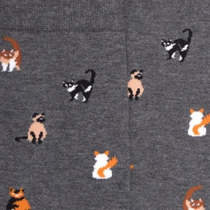Homme Doré Doré Chaussettes^Chaussettes homme en coton à motif chats - Gris oxford