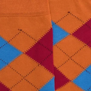 Homme Doré Doré Chaussettes^Chaussettes homme en coton à motifs intarsia - Orange cognac