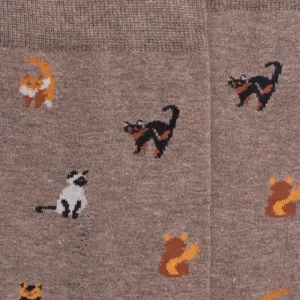 Homme Doré Doré Chaussettes^Chaussettes homme en coton à motif chats - Blanc Grive
