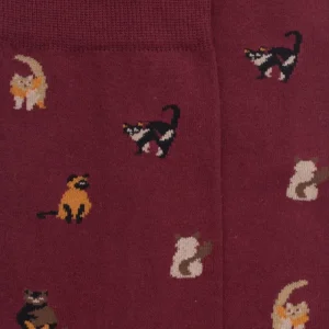 Homme Doré Doré Chaussettes^Chaussettes homme en coton à motif chats -