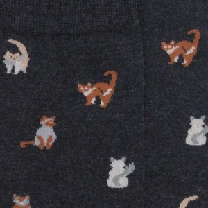 Homme Doré Doré Chaussettes^Chaussettes homme en coton à motif chats - Gris anthracite