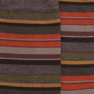 Homme Doré Doré Chaussettes^Chaussettes homme en coton à rayures fines multicolores - Brun loutre & Vert lichen