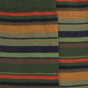 Homme Doré Doré Chaussettes^Chaussettes homme en coton à rayures fines multicolores - Vert cyprès & Orange henné