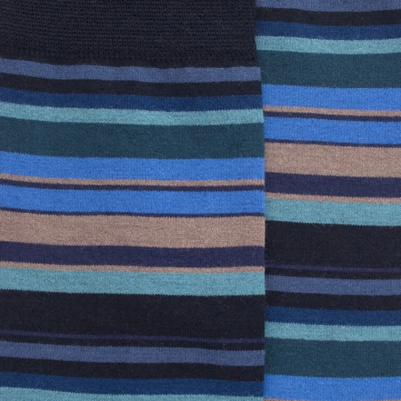 chaussettes_homme_en_coto_1-63.webp Homme Doré Doré Chaussettes^Chaussettes homme en coton à rayures fines multicolores - Bleu marine & Bleu jean foncé