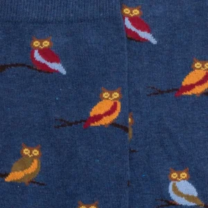 Homme Doré Doré Chaussettes^Chaussettes homme en coton motif hibou - Bleu pêcheur & Bleu Macadam