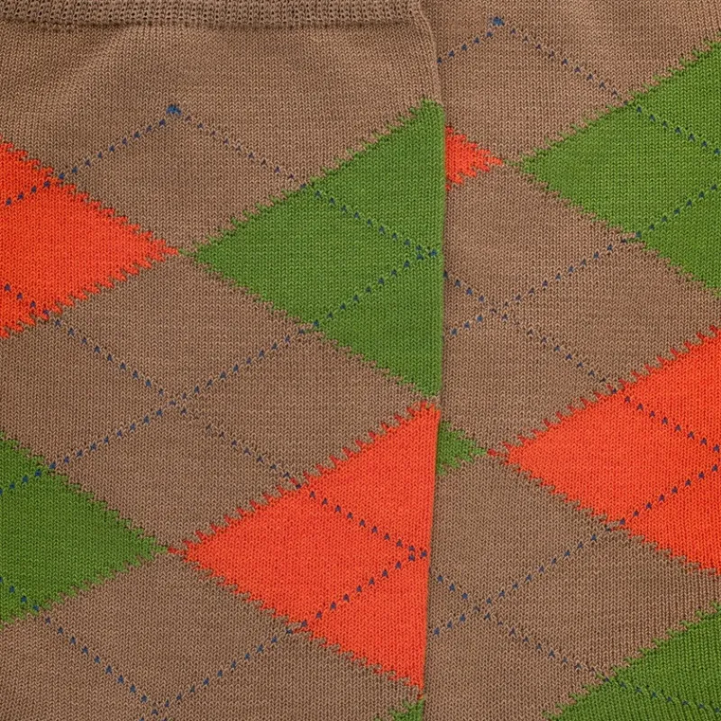 chaussettes_homme_en_coto_1-72.webp Homme Doré Doré Chaussettes^Chaussettes homme en coton à motifs intarsia - Marron Faon