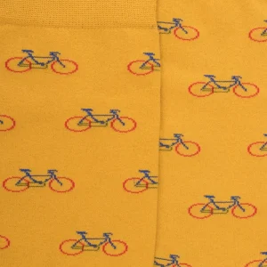 Homme Doré Doré Chaussettes^Chaussettes homme en coton à motifs vélos - Jaune Moutarde & Bleu France